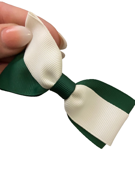 Small White/Green Bow